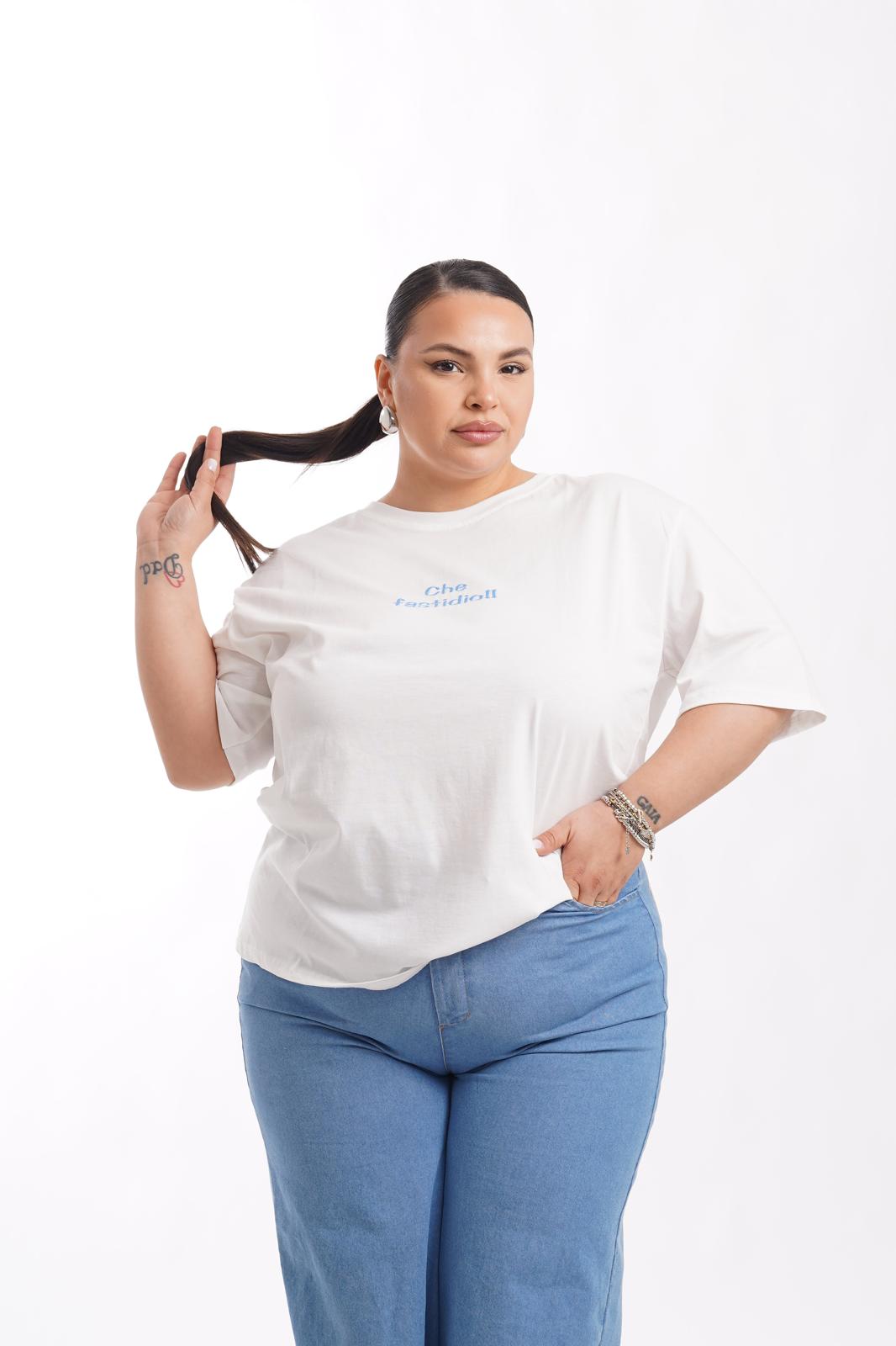 T-Shirt "Che Fastidio" Bianca\Azzurra