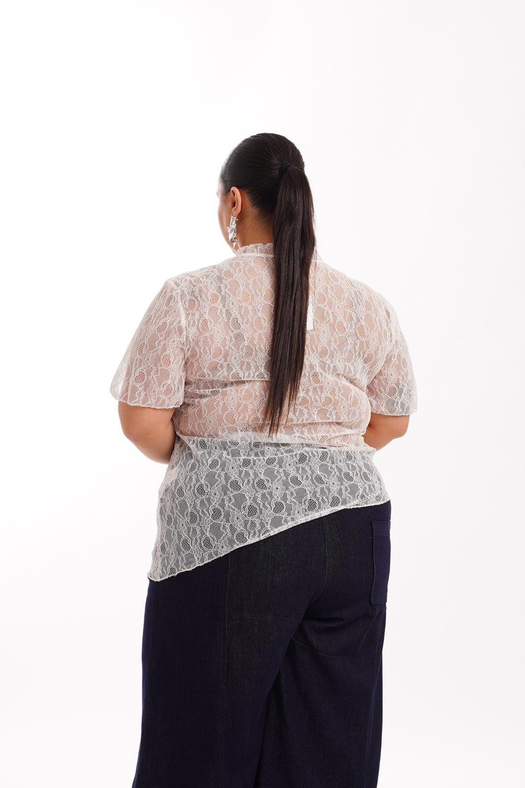 Maglia Josephine In Pizzo Bianco