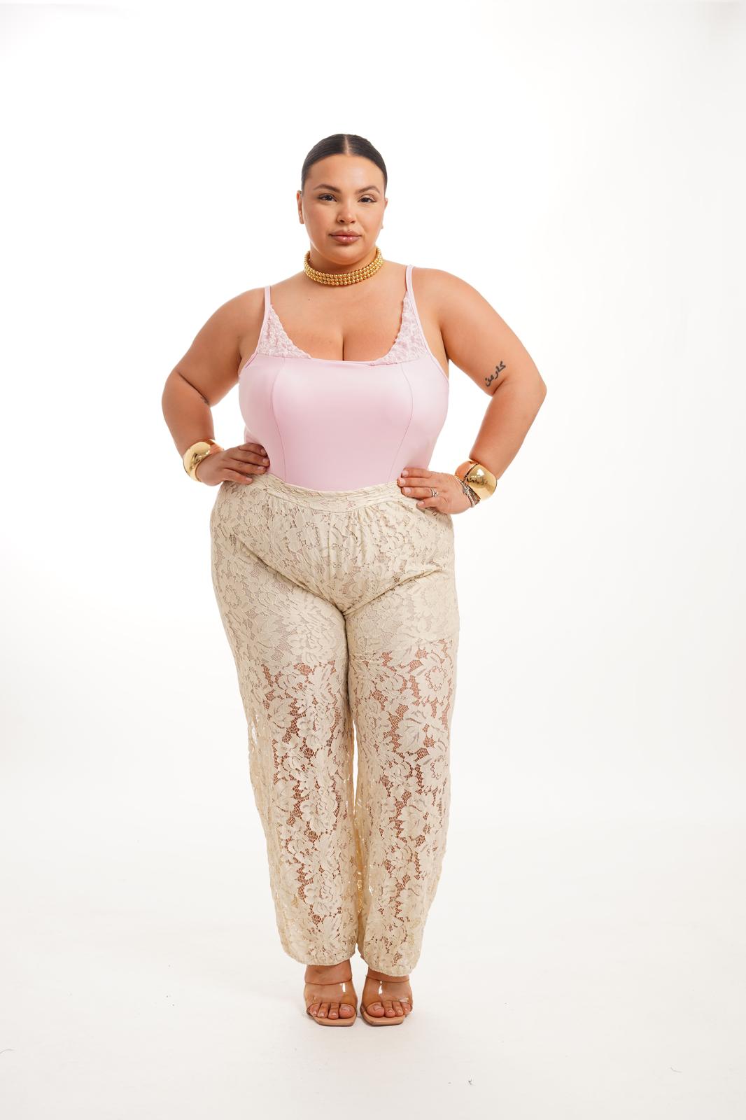 Pantalone Balloon Merlettato Panna