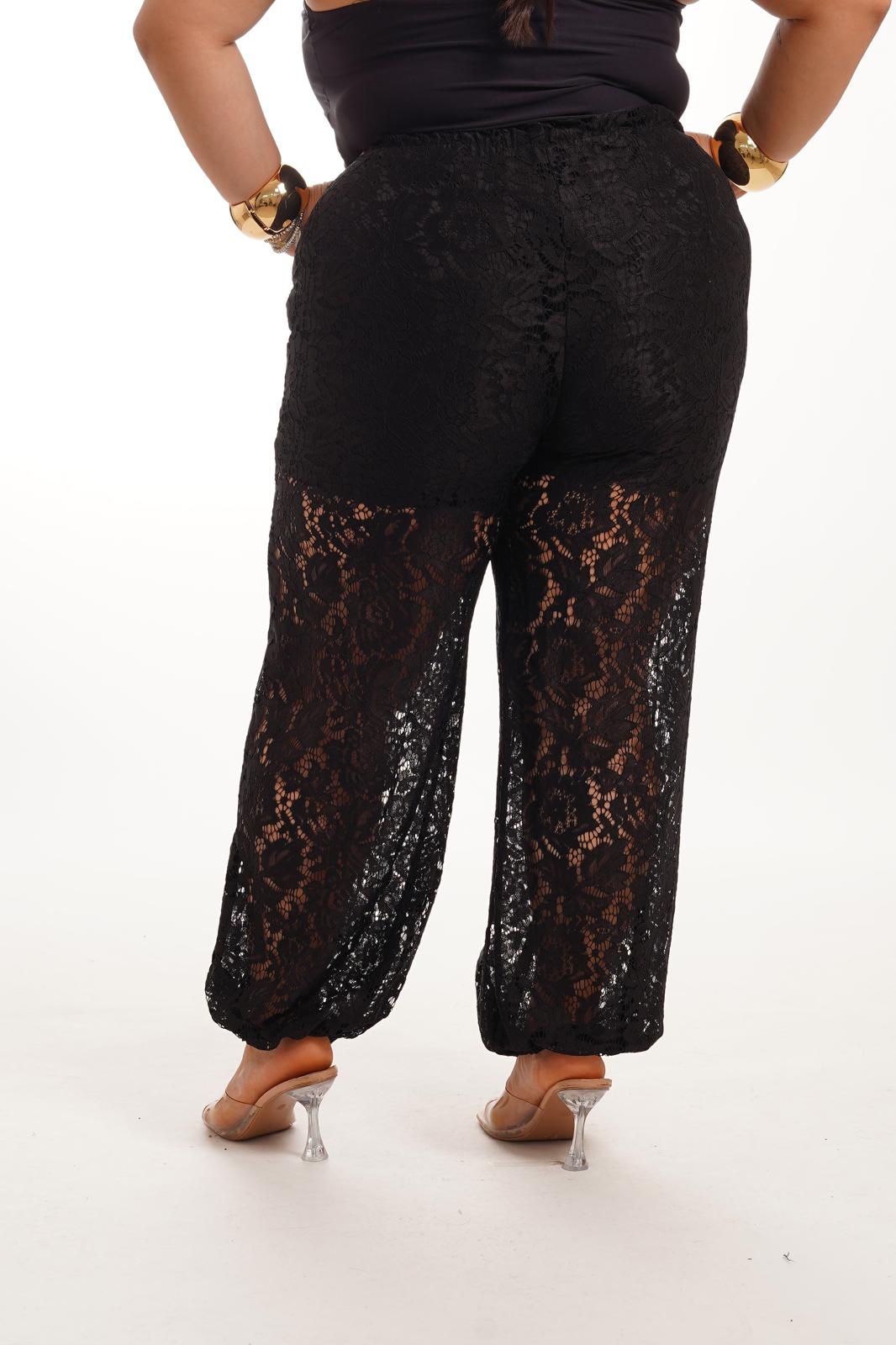 Pantalone Balloon Merlettato Nero