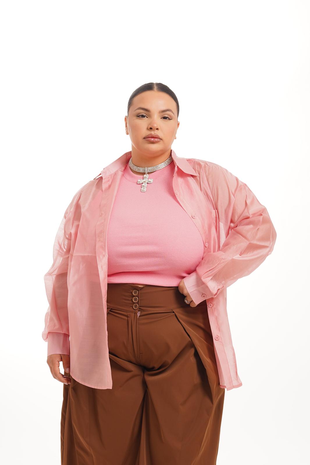 Camicia Rosa Velata