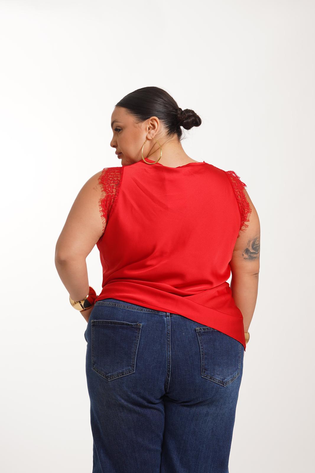 Maglia Sotto Giacca In Pizzo Rossa
