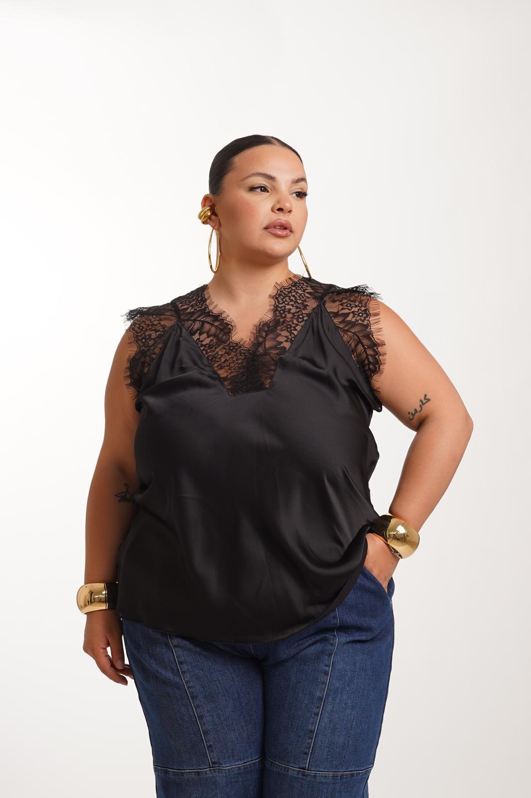 Maglia Sotto Giacca In Pizzo Nero