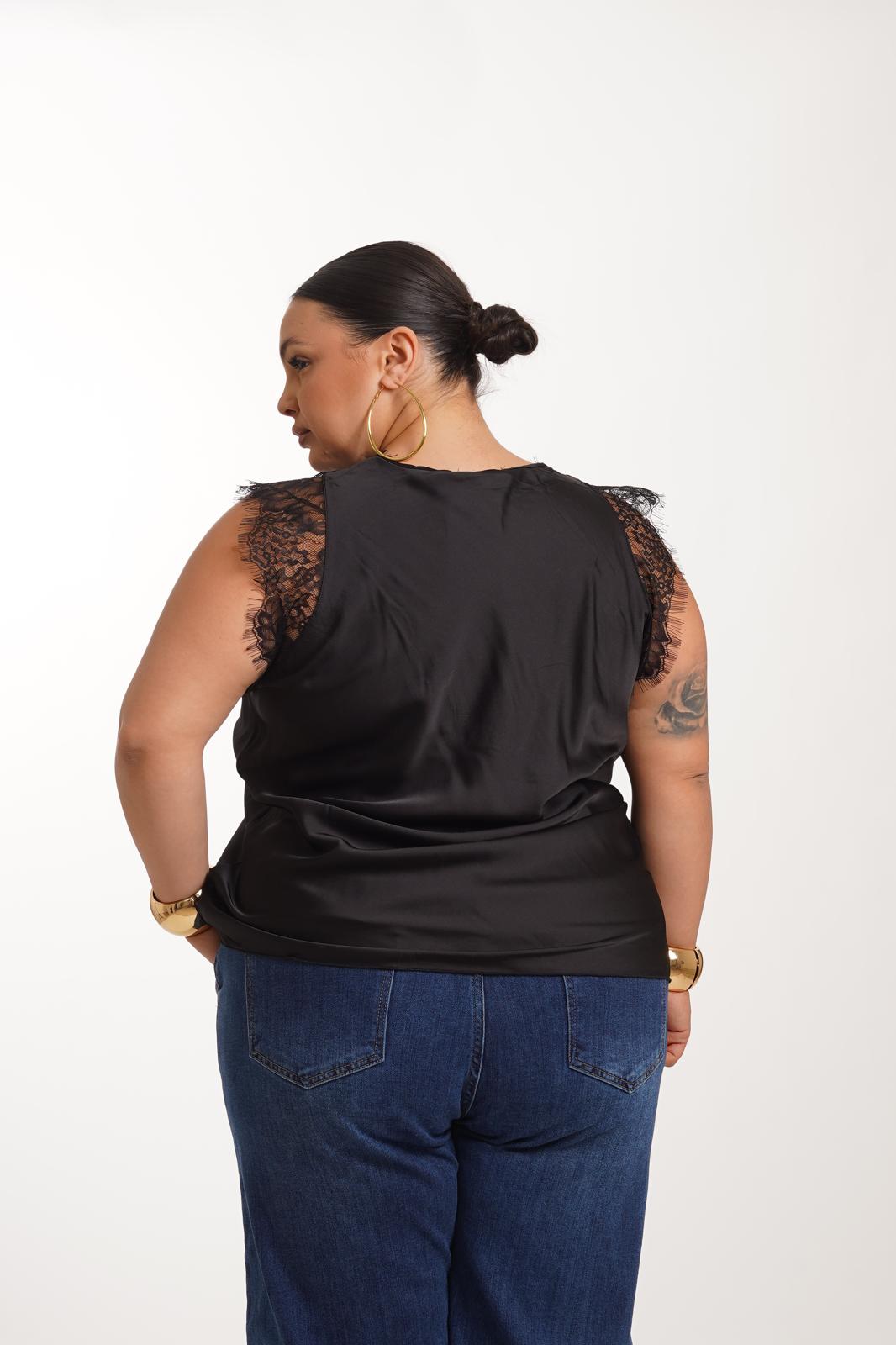 Maglia Sotto Giacca In Pizzo Nero