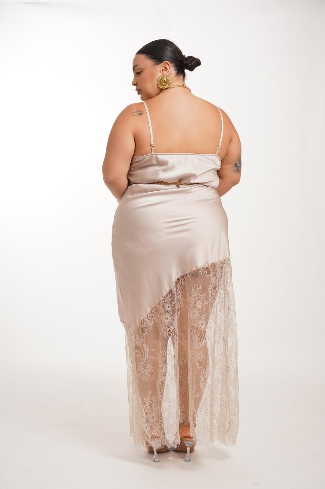 Dress In Raso Lisa Panna