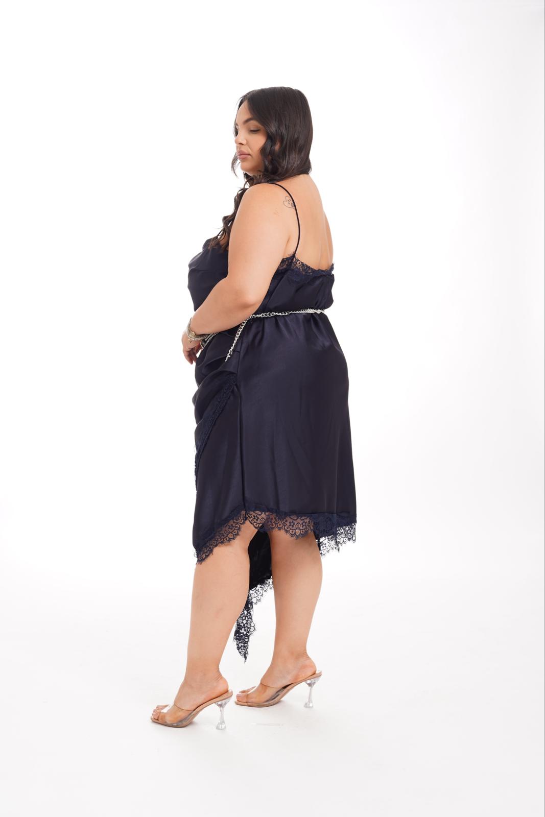 Dress Asimmetrico Con Pizzo Blu