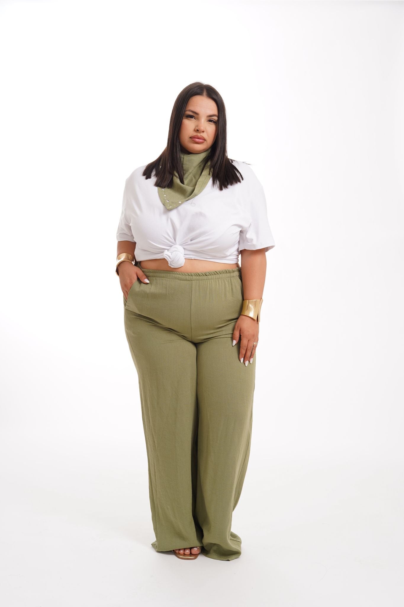 Coordinato Donna Pantalone\Bandana Verde Salvia