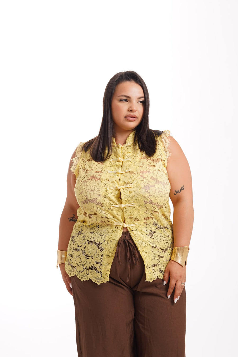 Camicia In Pizzo Marina Gialla