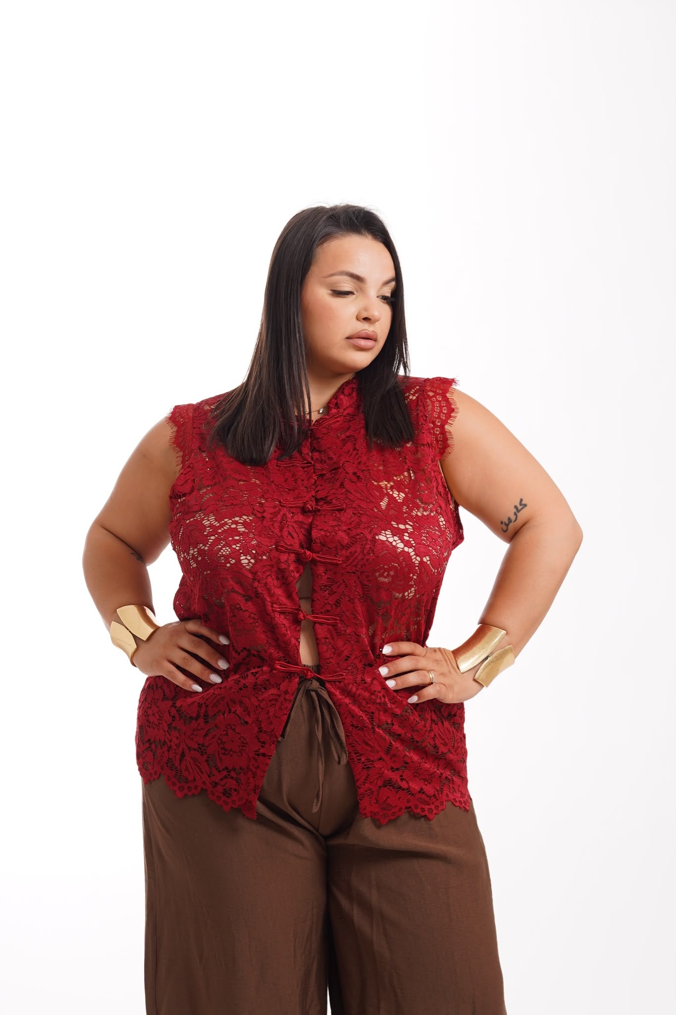 Camicia In Pizzo Marina Bordeaux