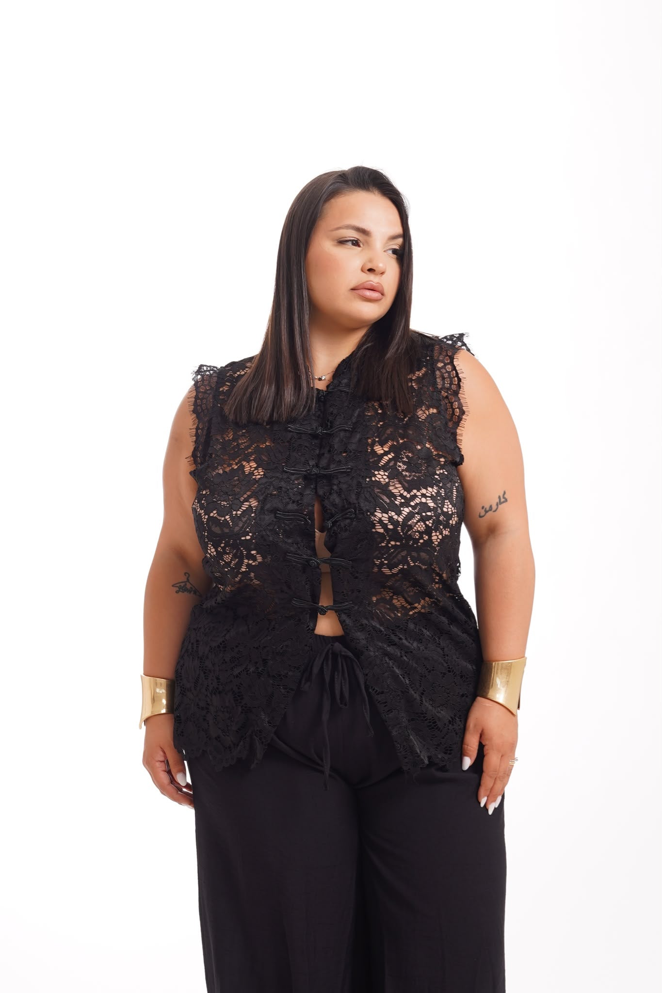 Camicia In Pizzo Marina Nero