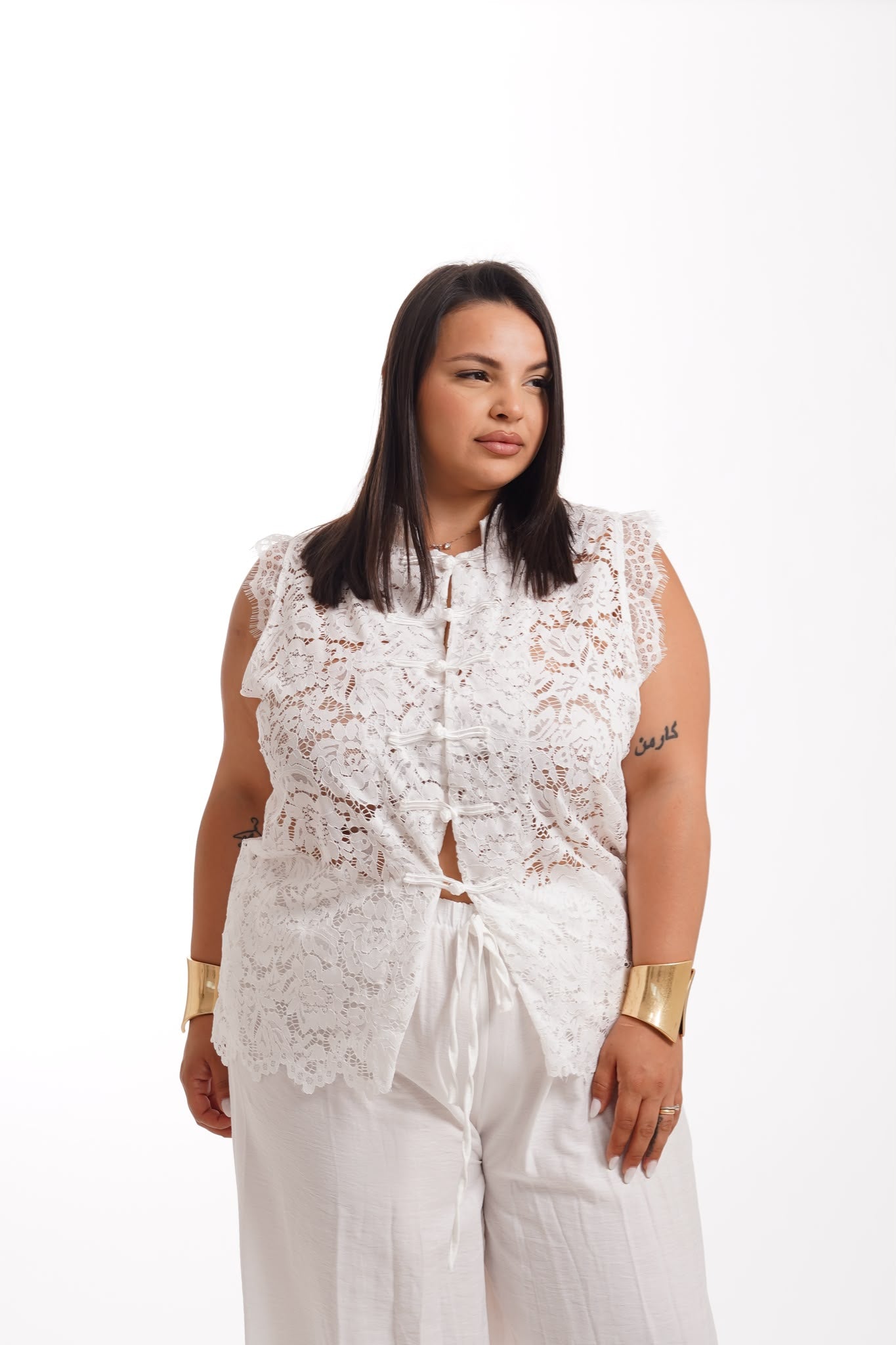 Camicia In Pizzo Marina Bianco
