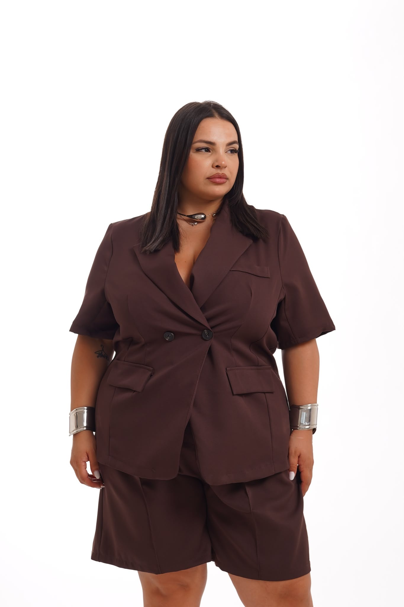 Coordinato Giacca+Bermuda Marlena Marrone