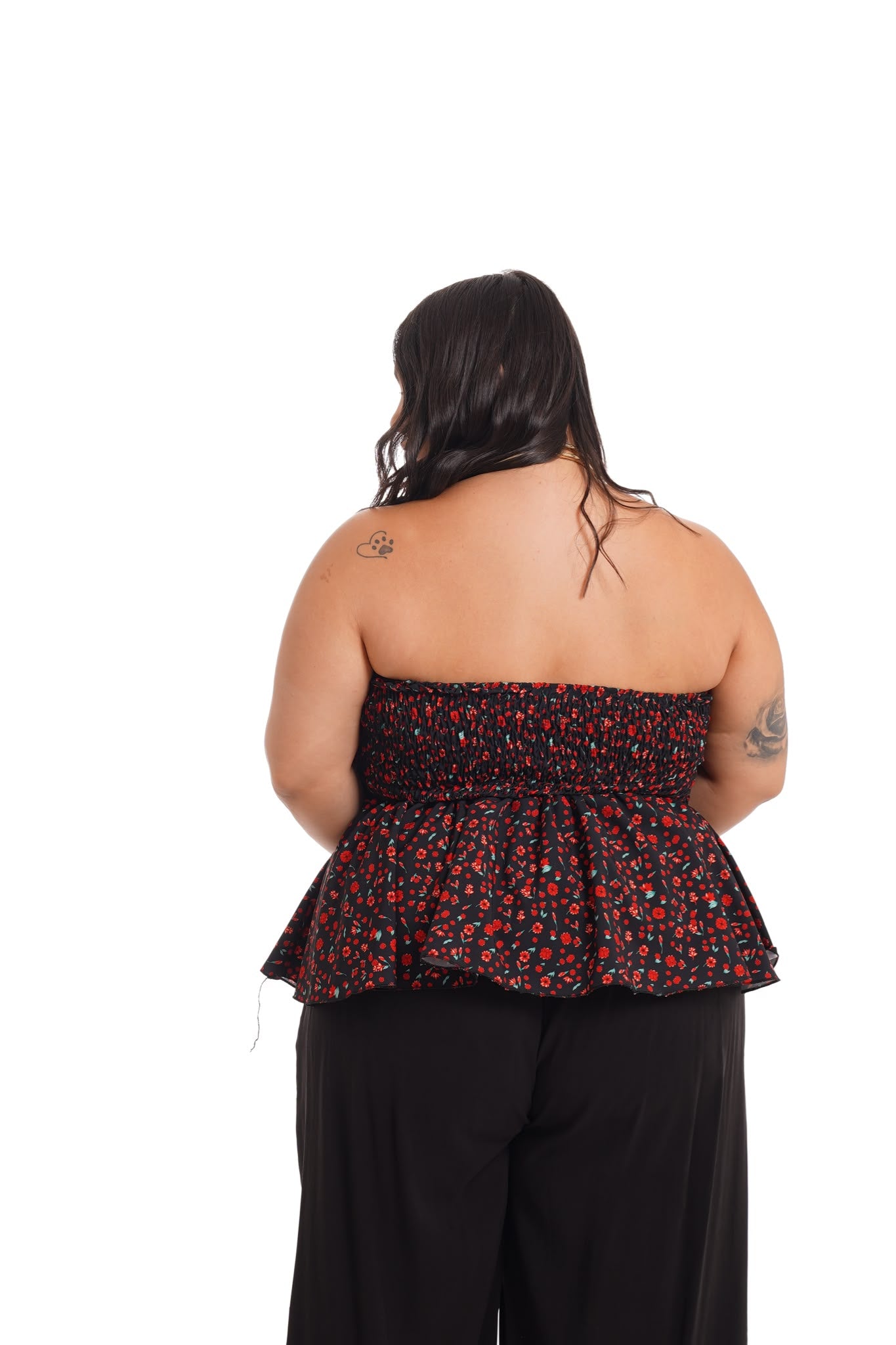 Top Fantasy Fiori Rosso Nero