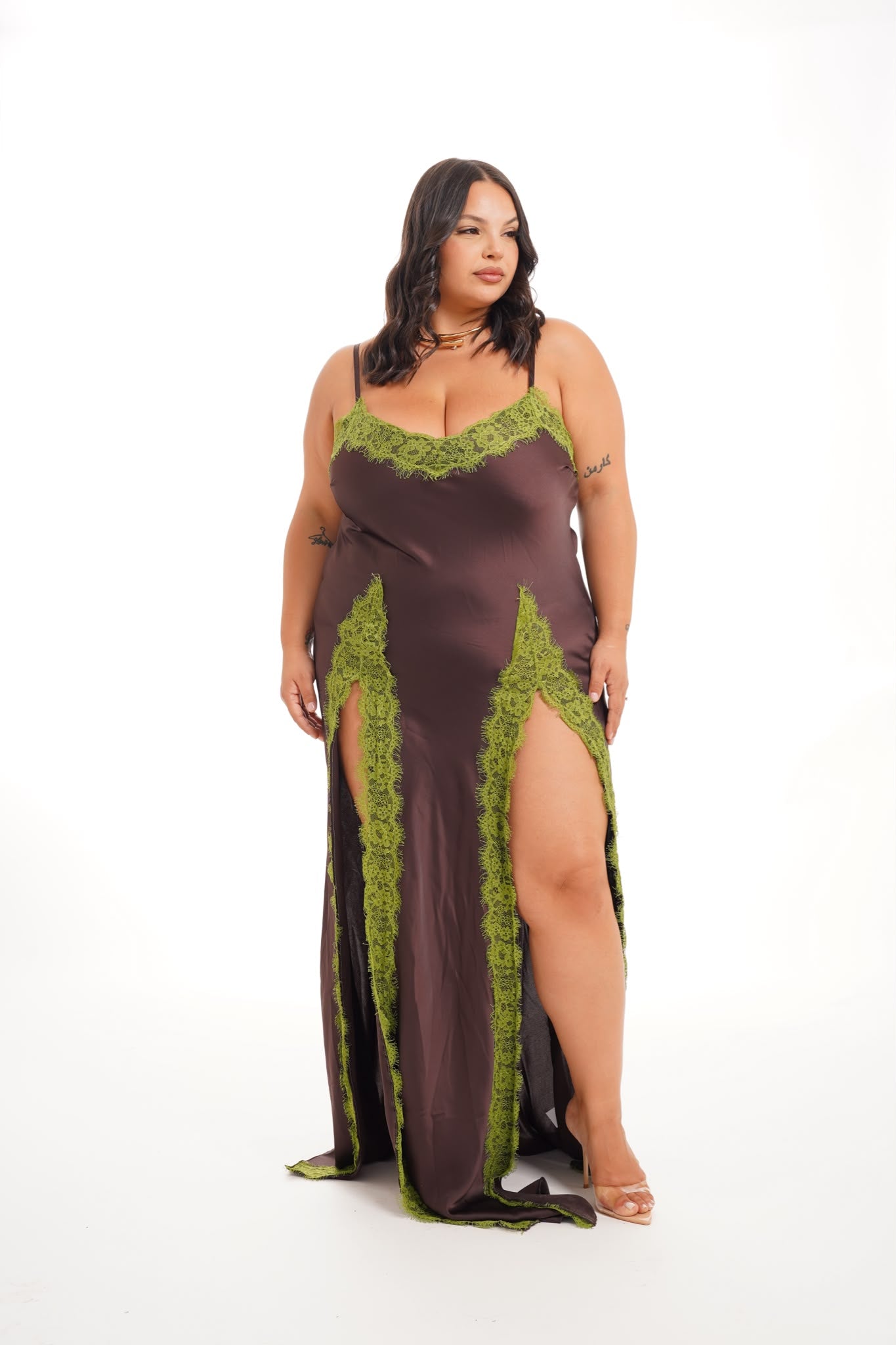 Dress In Pizzo Monia Marrone