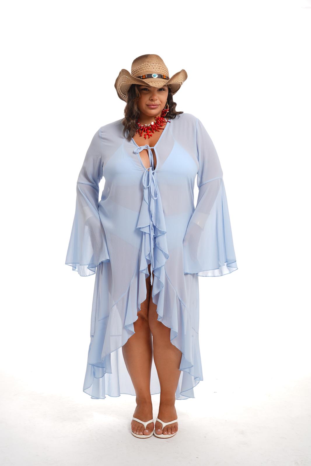 Kimono Rouches Azzurro