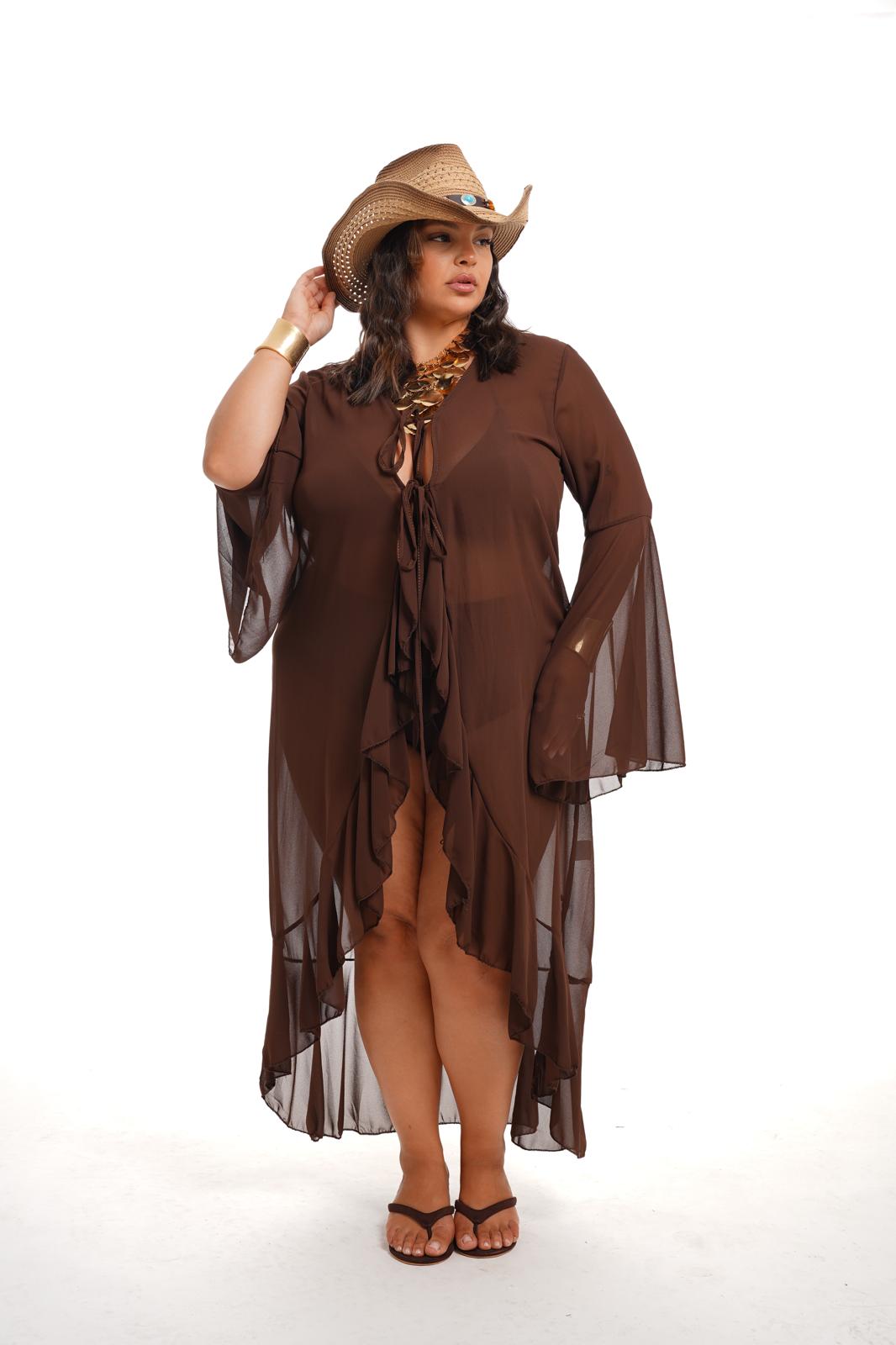 Kimono Rouches Marrone