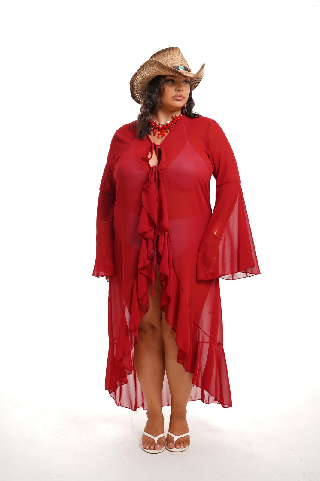 Kimono Rouches Bordeaux