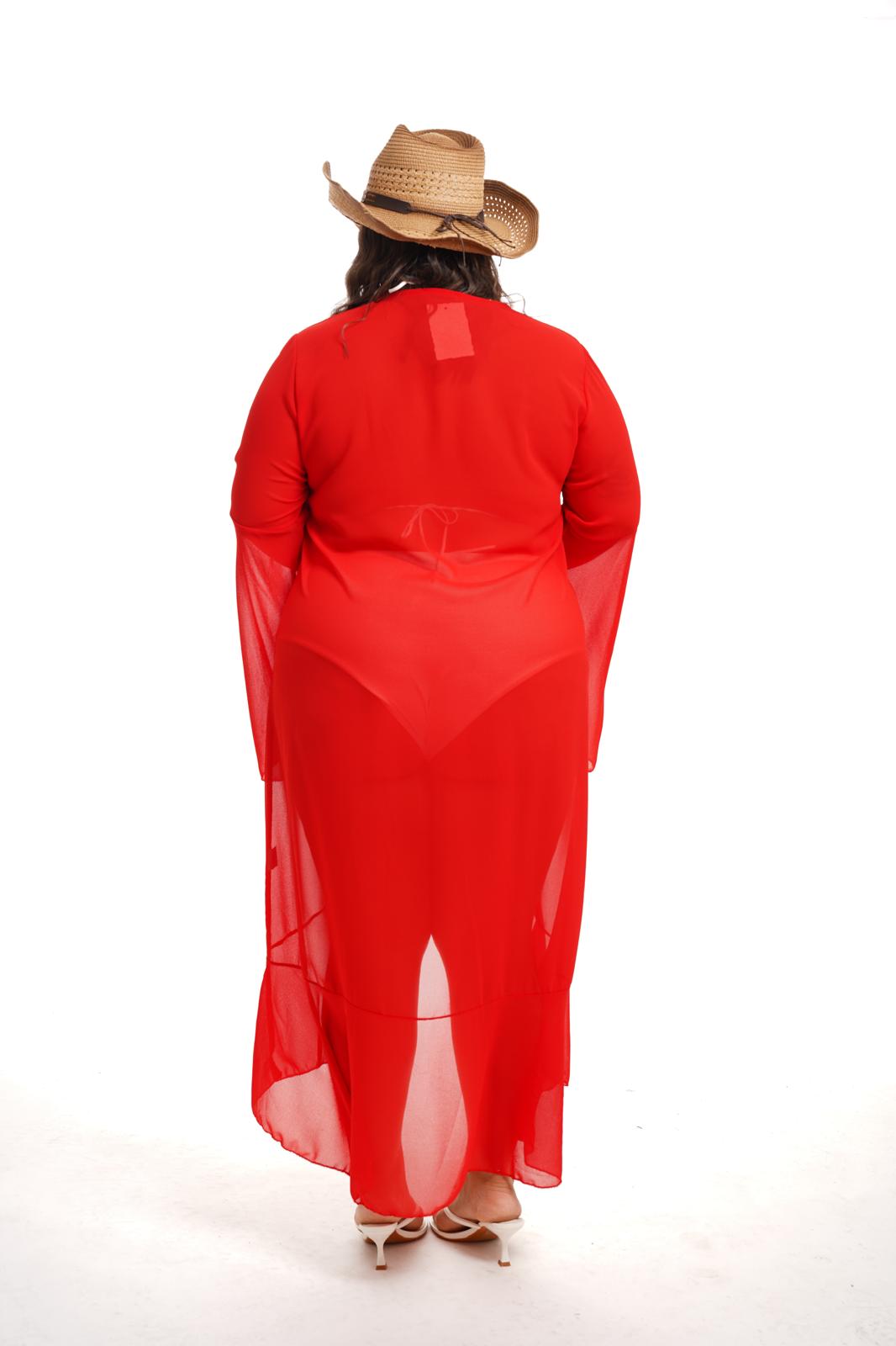 Kimono Rouches Rosso