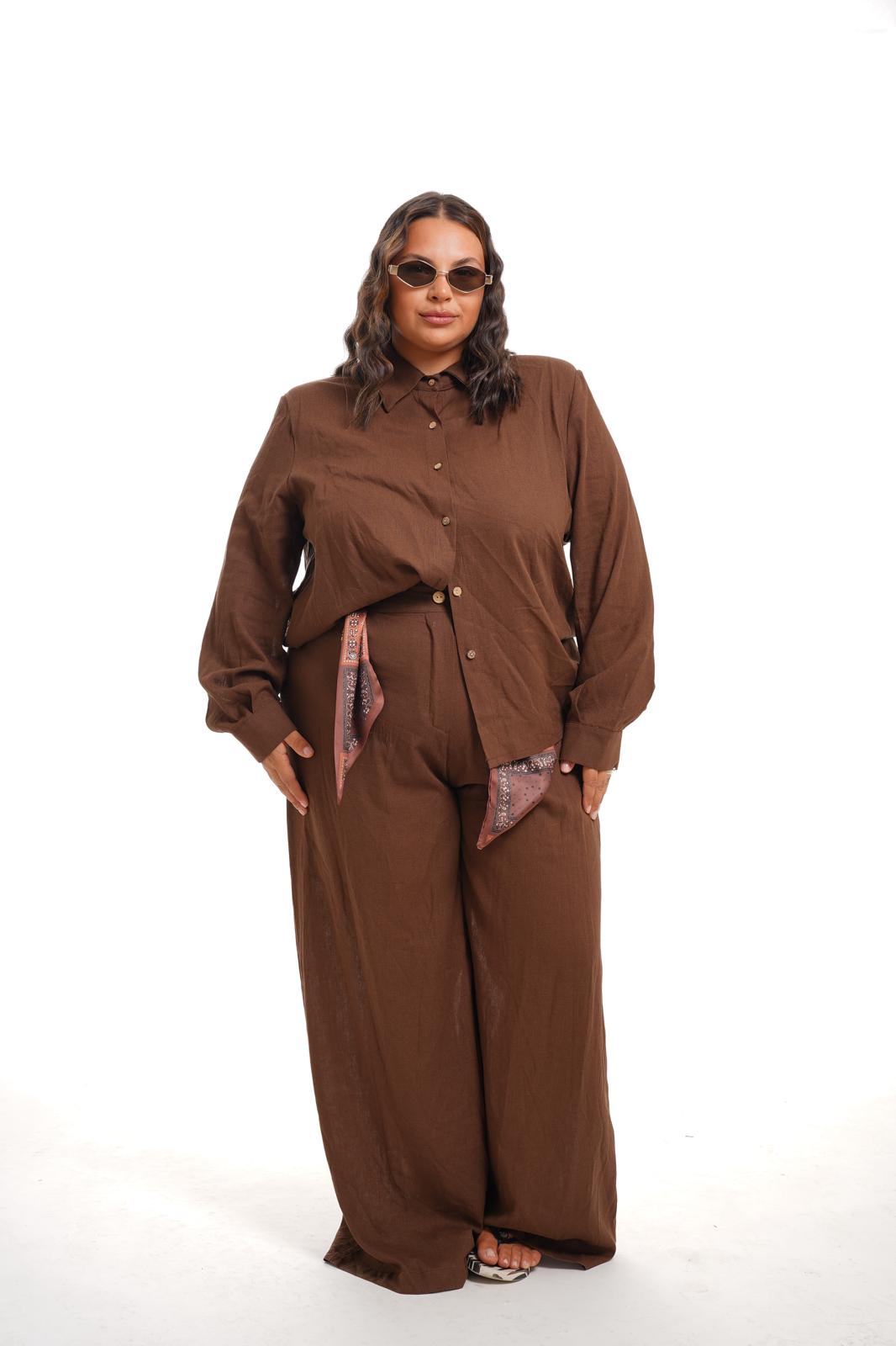 Coordinato Kenya Lino e Viscosa Marrone