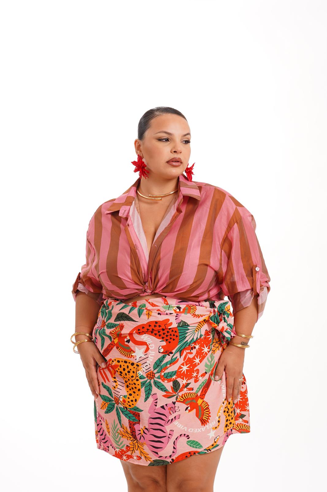 Camicia A Righe Ruggine\Rosa
