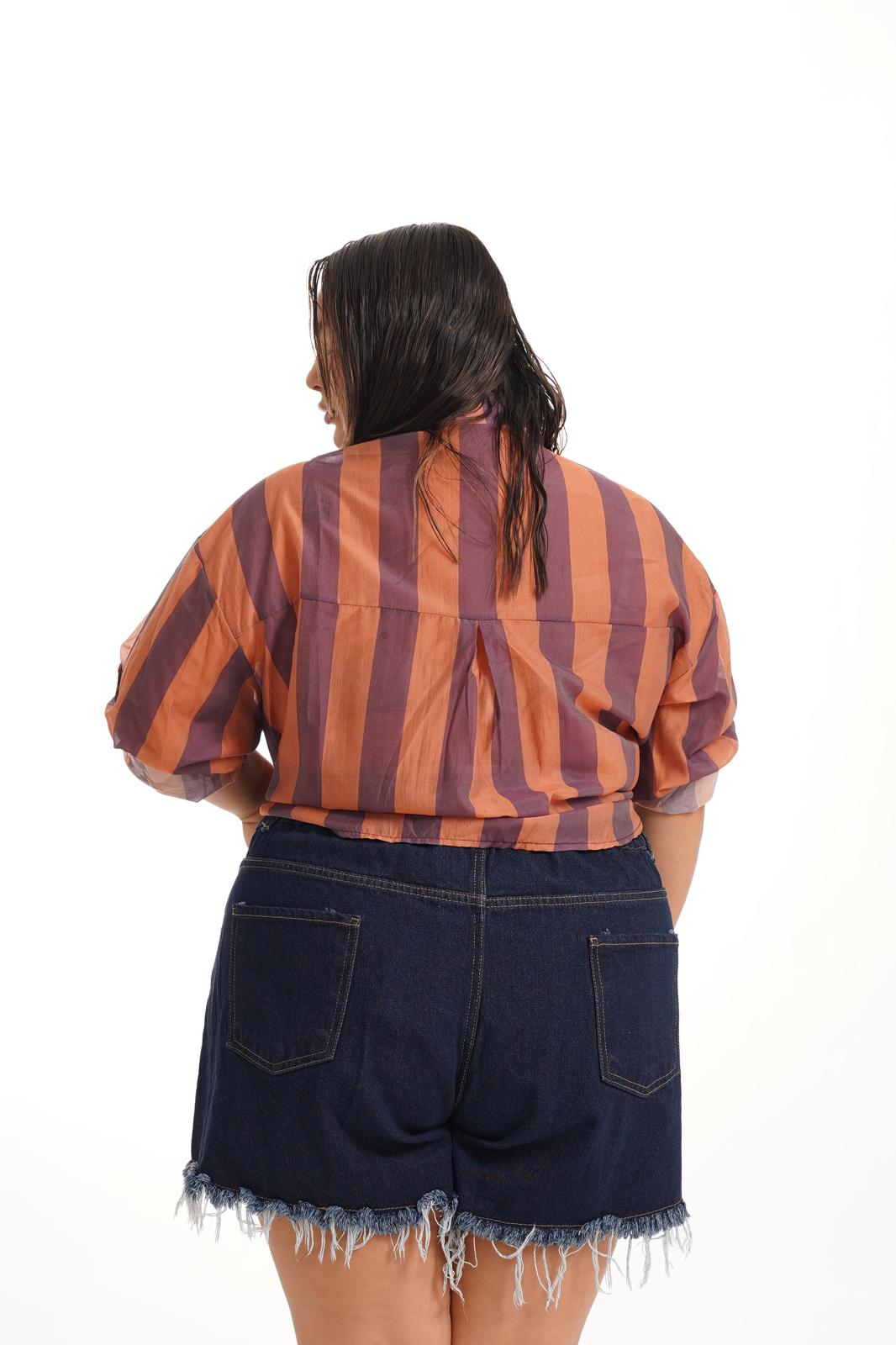 Camicia Cleo a Righe Viola\Salmone