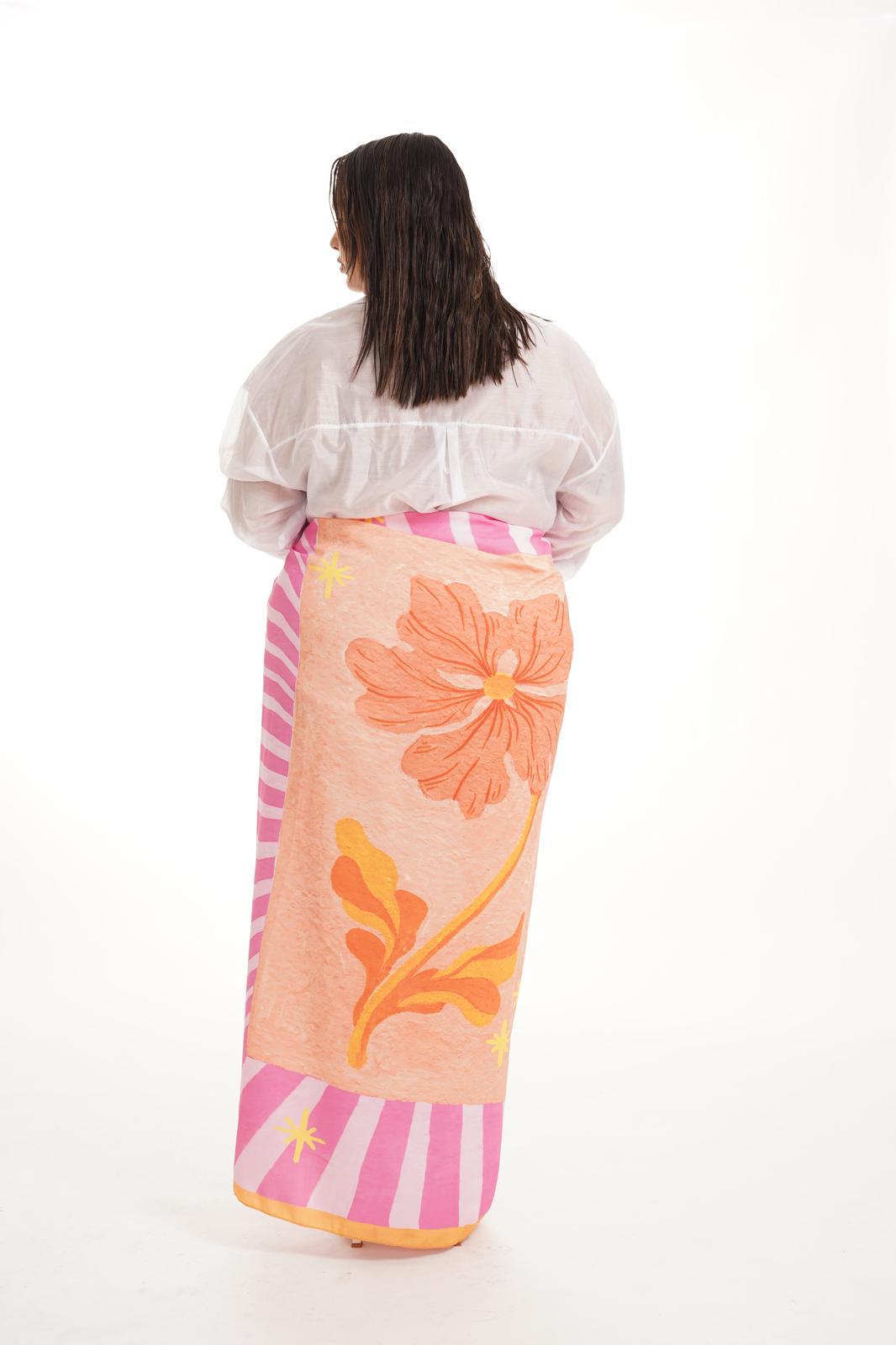 Gonna Pareo Fantasy Flower Orange