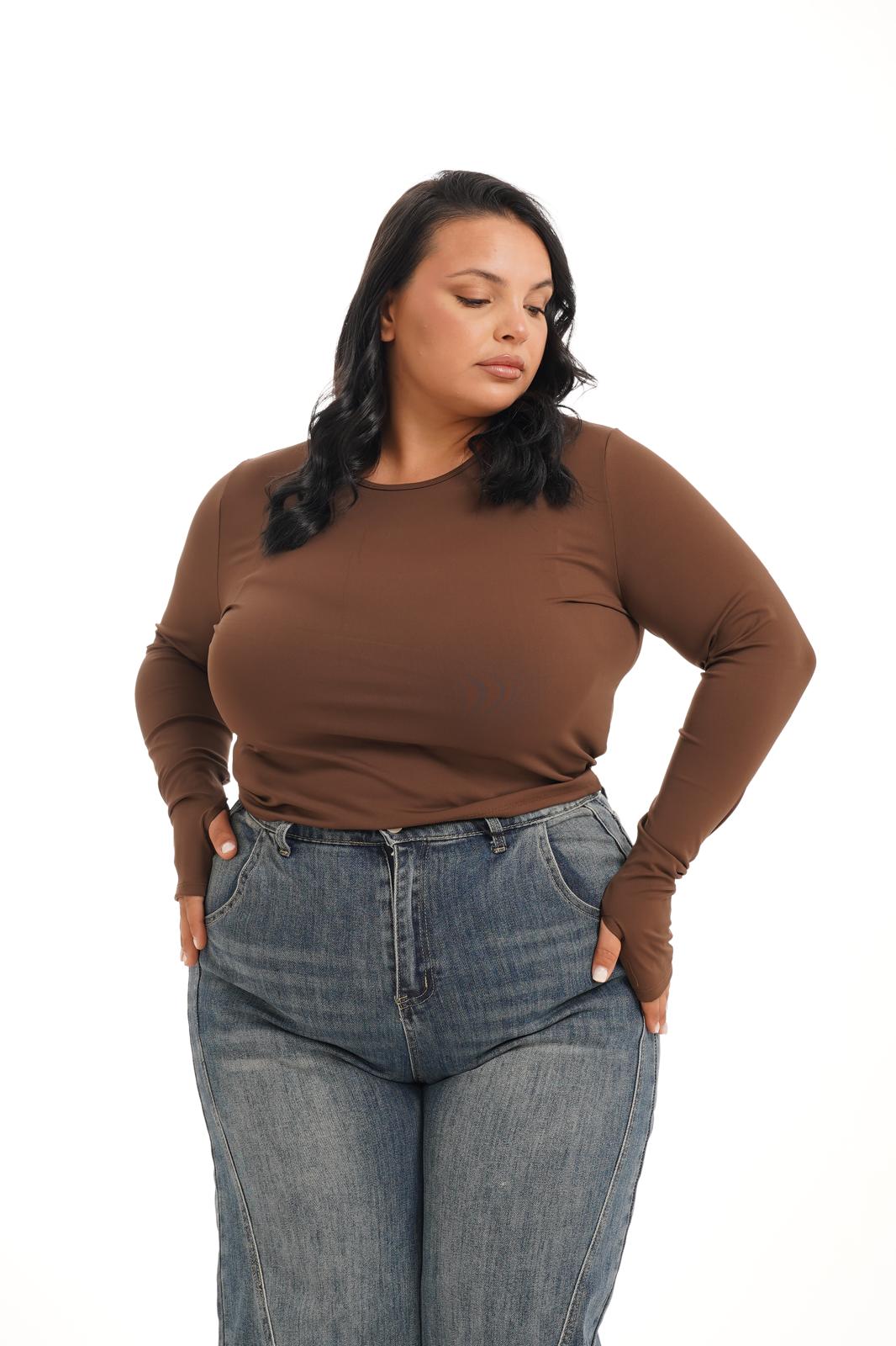 Maglia Crop Sport Marrone