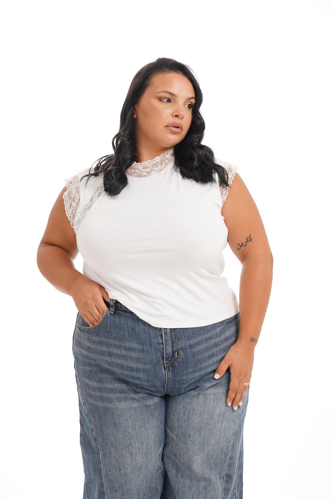 Maglia Con Pizzo Bianca