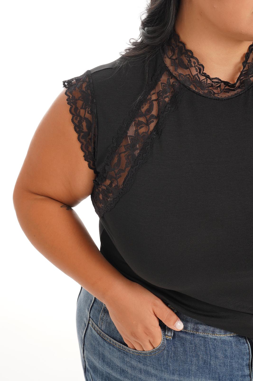 Maglia Con Pizzo Nera
