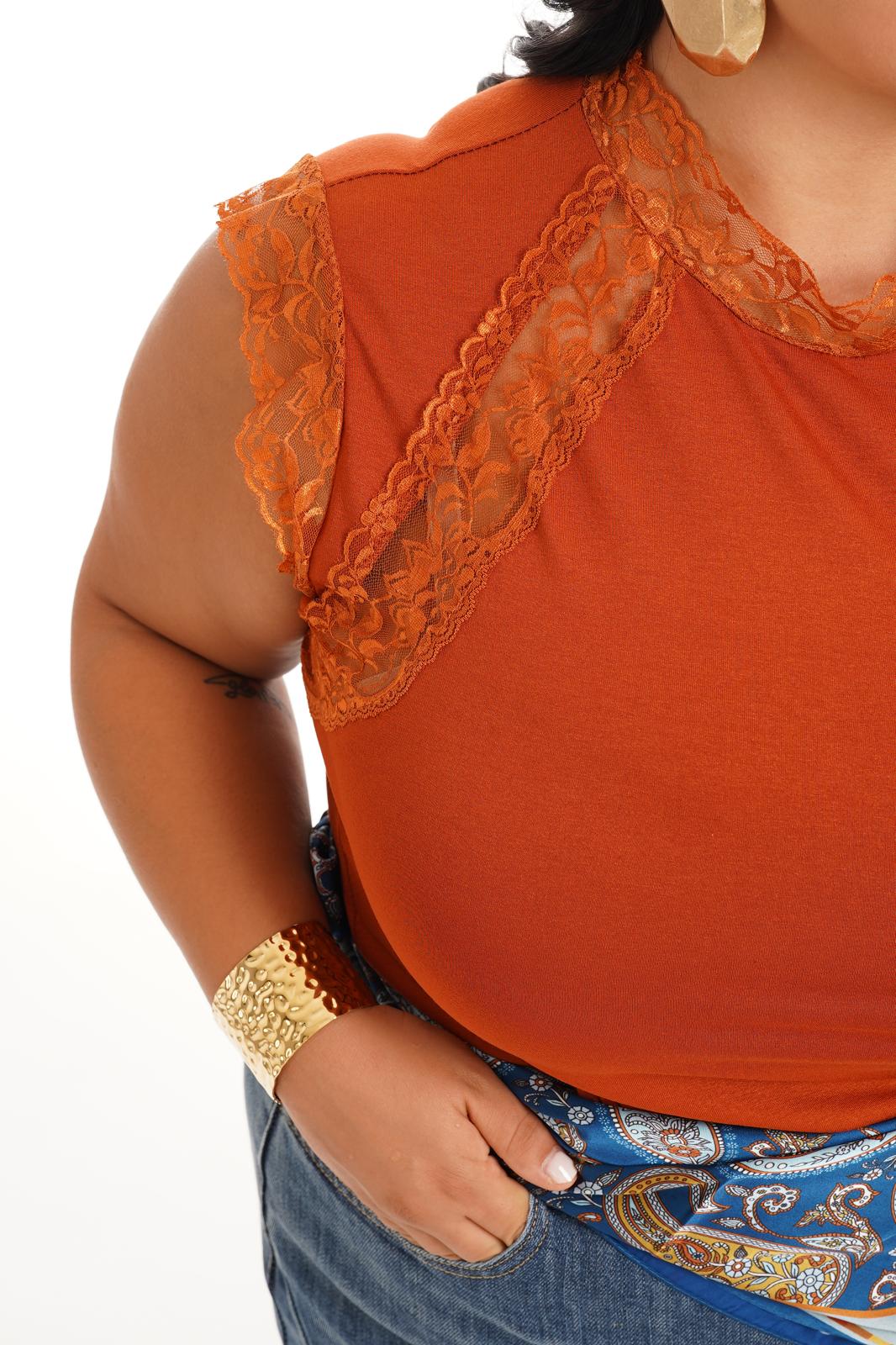 Maglia Con Pizzo Ruggine