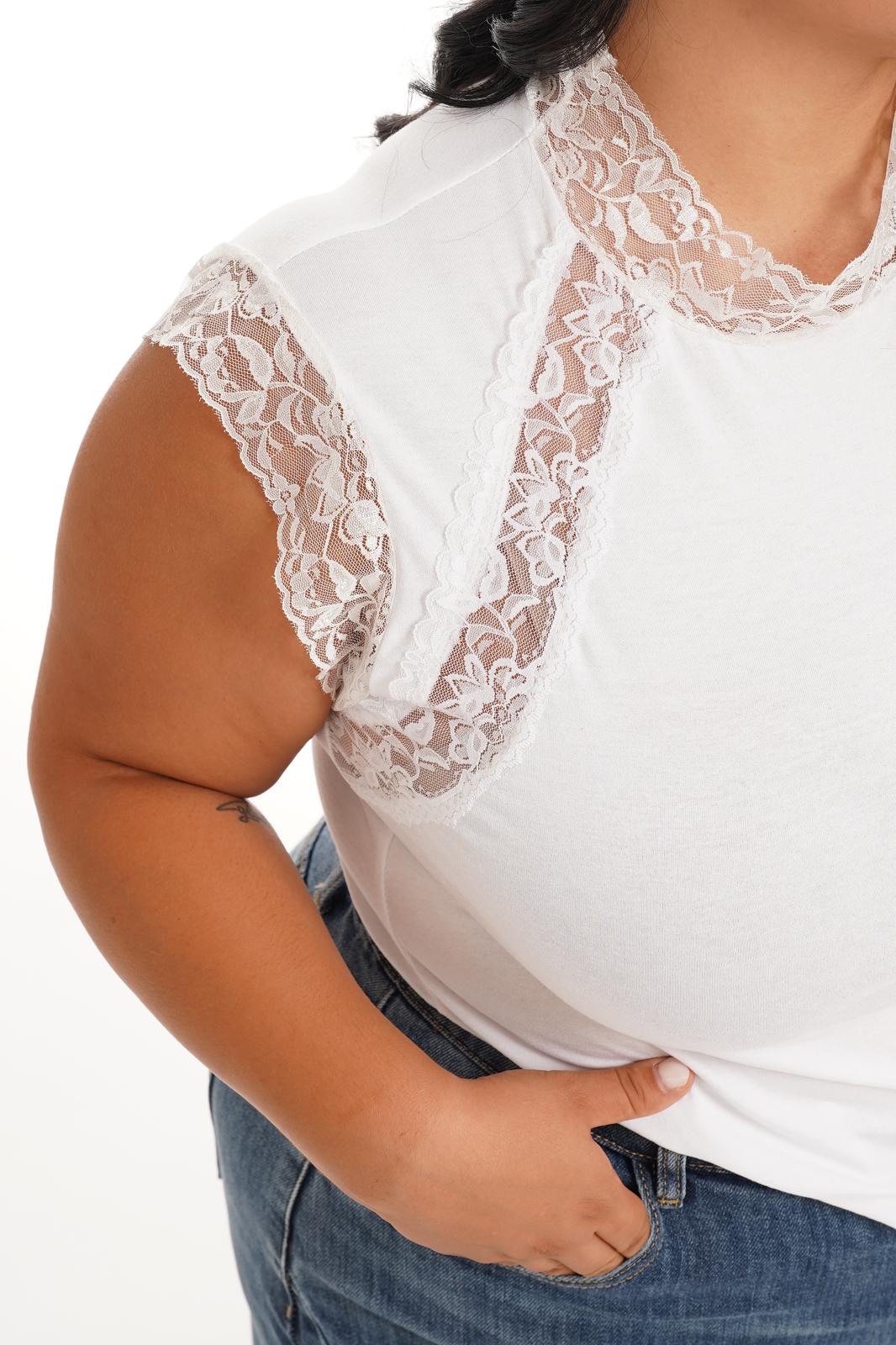 Maglia Con Pizzo Bianca