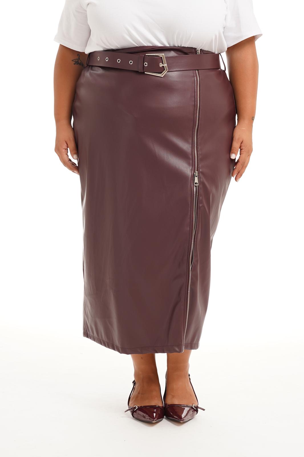 Gonna Ecopelle Longuette Bordeaux
