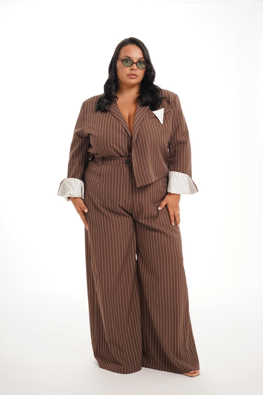 Tailleur Gessato Work Marrone
