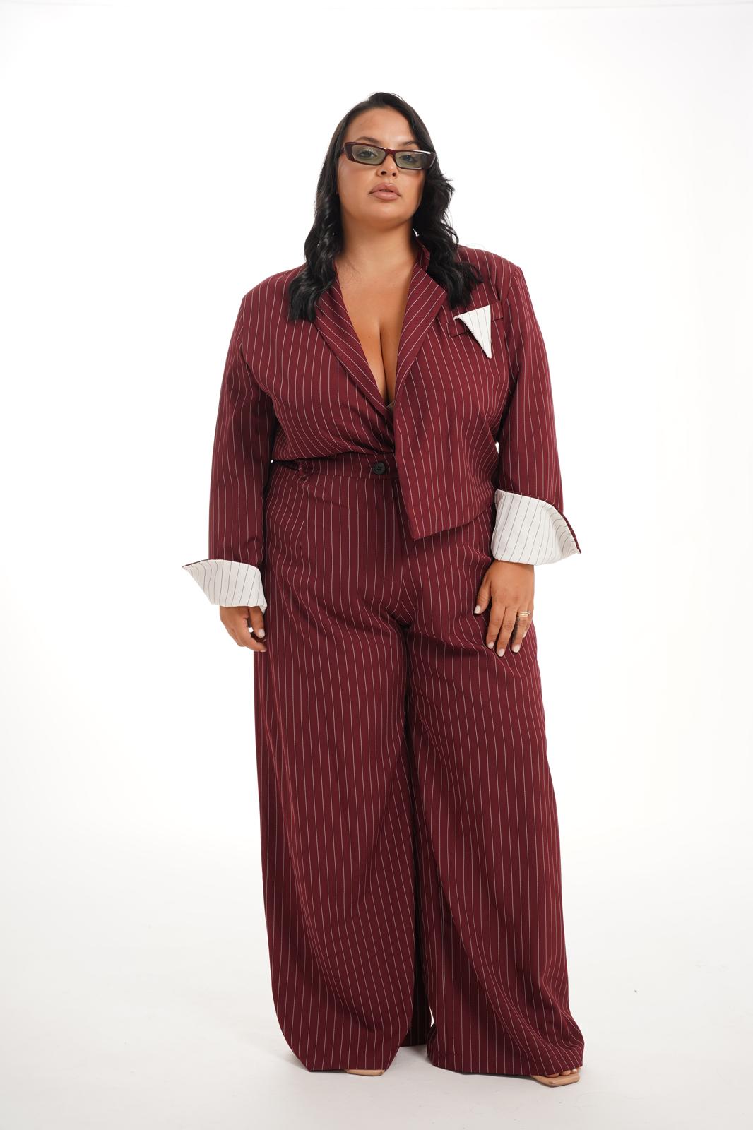 Tailleur Gessato Work Bordeaux