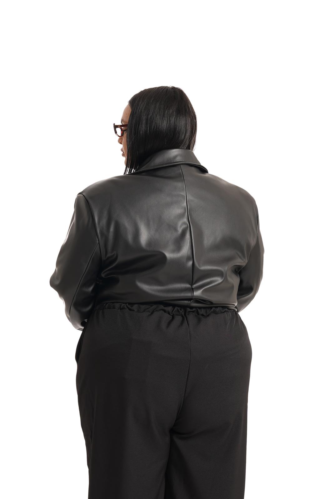 Chiodo Crop Ecopelle Nero
