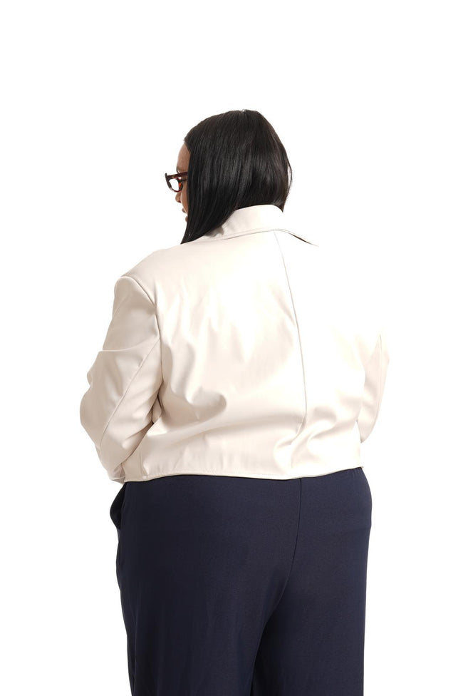 Chiodo Crop Ecopelle Panna