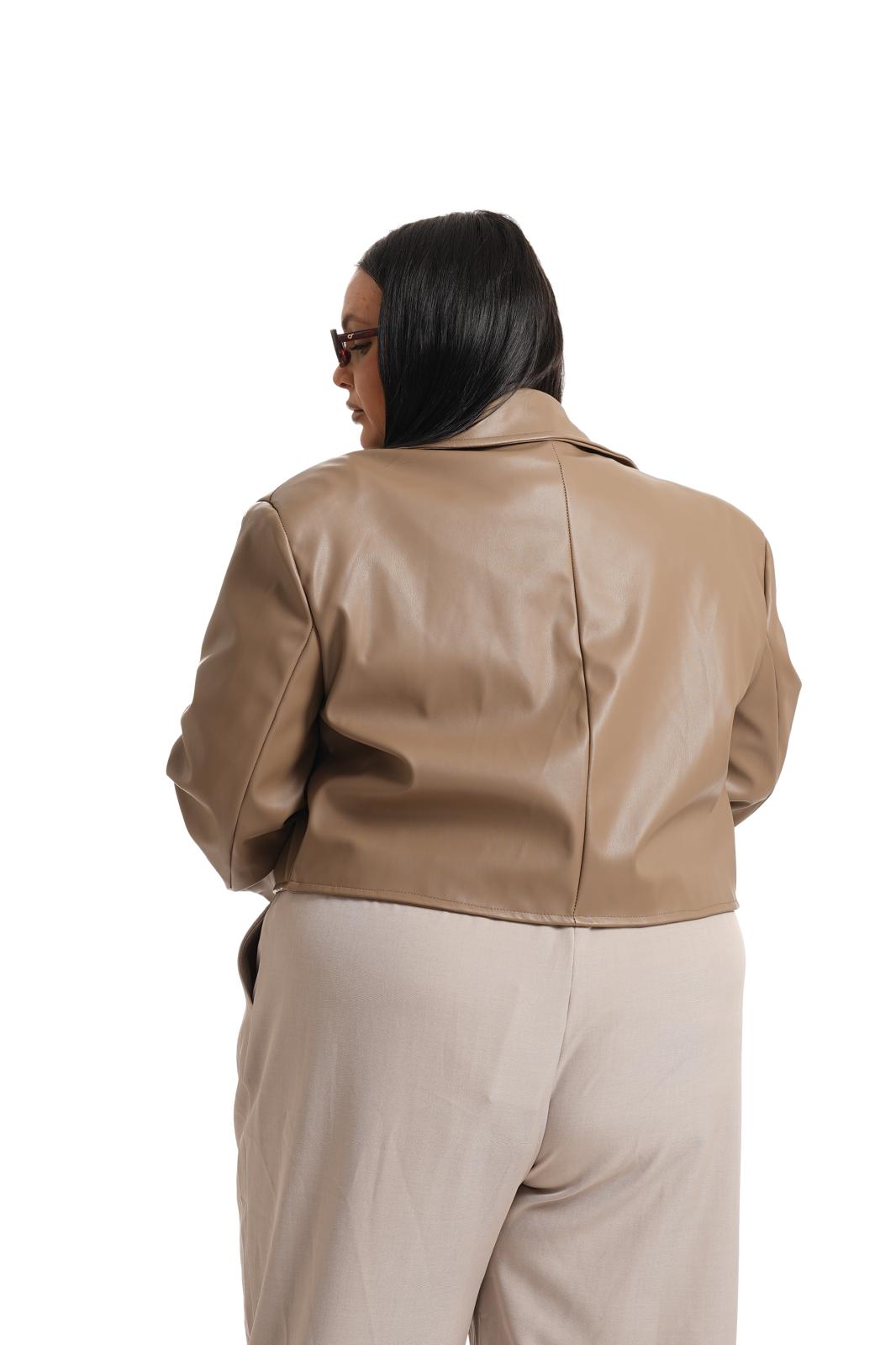 Chiodo Crop Ecopelle Tortora