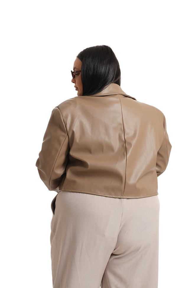 Chiodo Crop Ecopelle Tortora