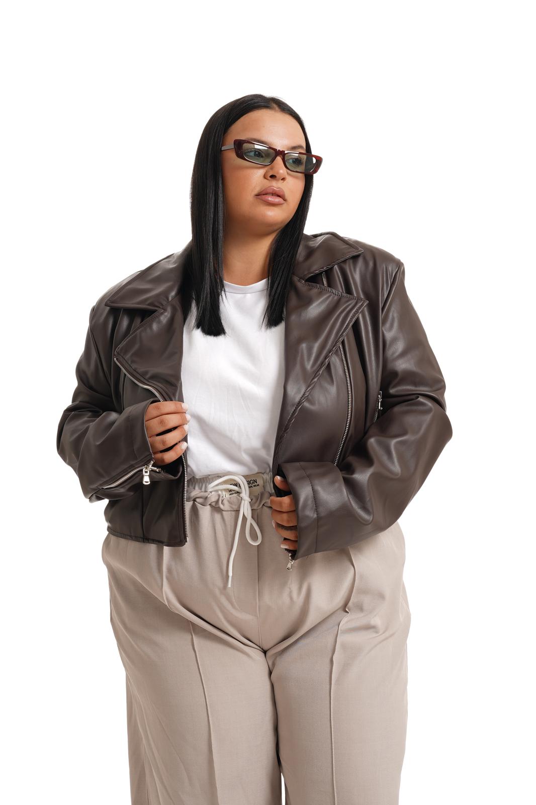 Chiodo Crop Ecopelle Moro