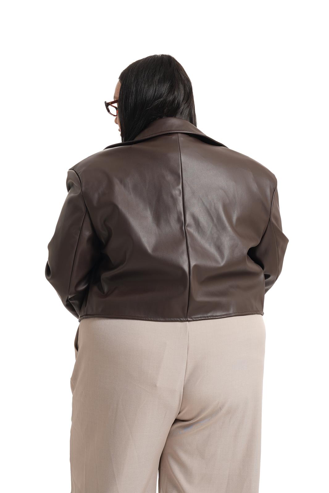 Chiodo Crop Ecopelle Moro
