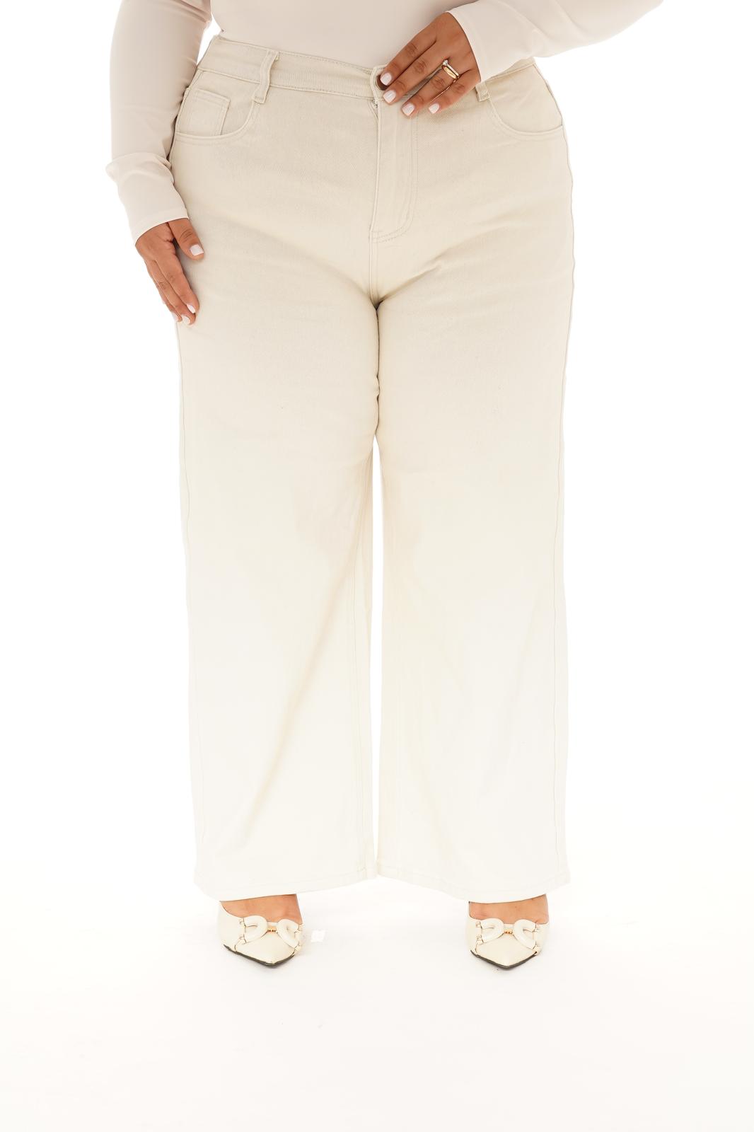 Jeans Wide Leg Panna