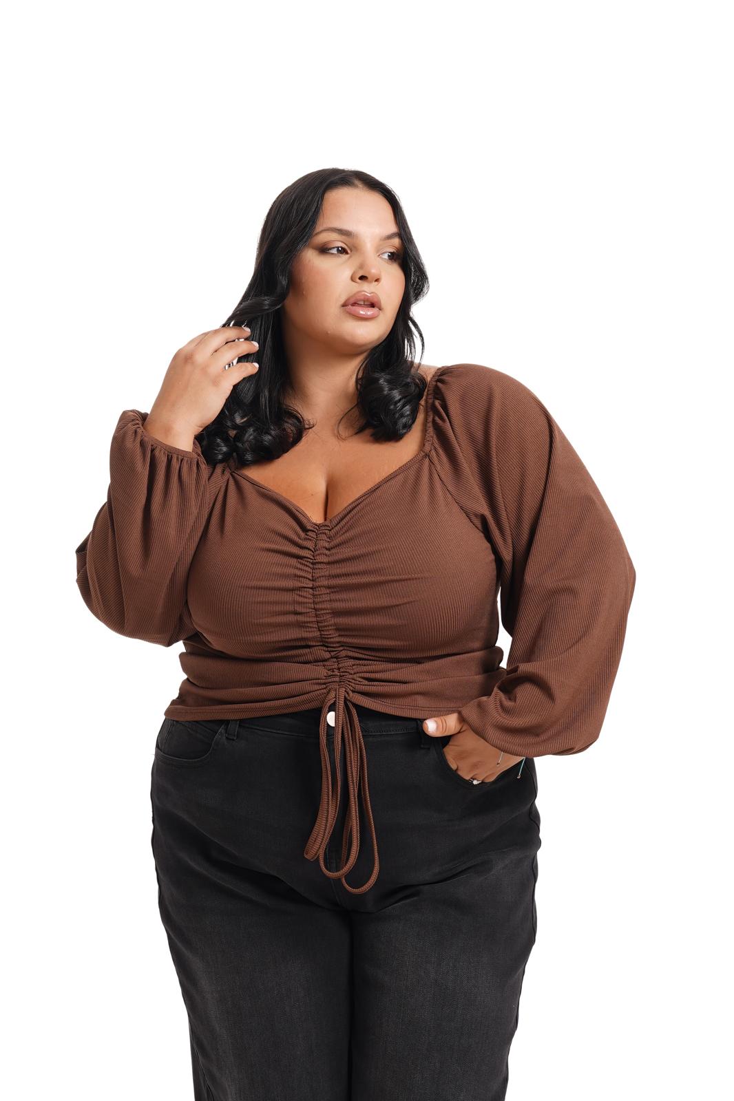 Maglia Drappeggio Marrone