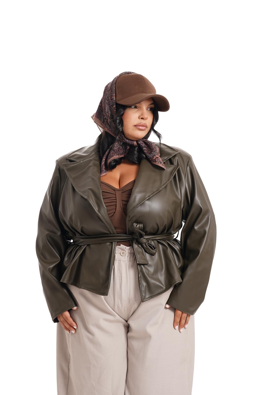 Giacca Milly In Ecopelle Oliva
