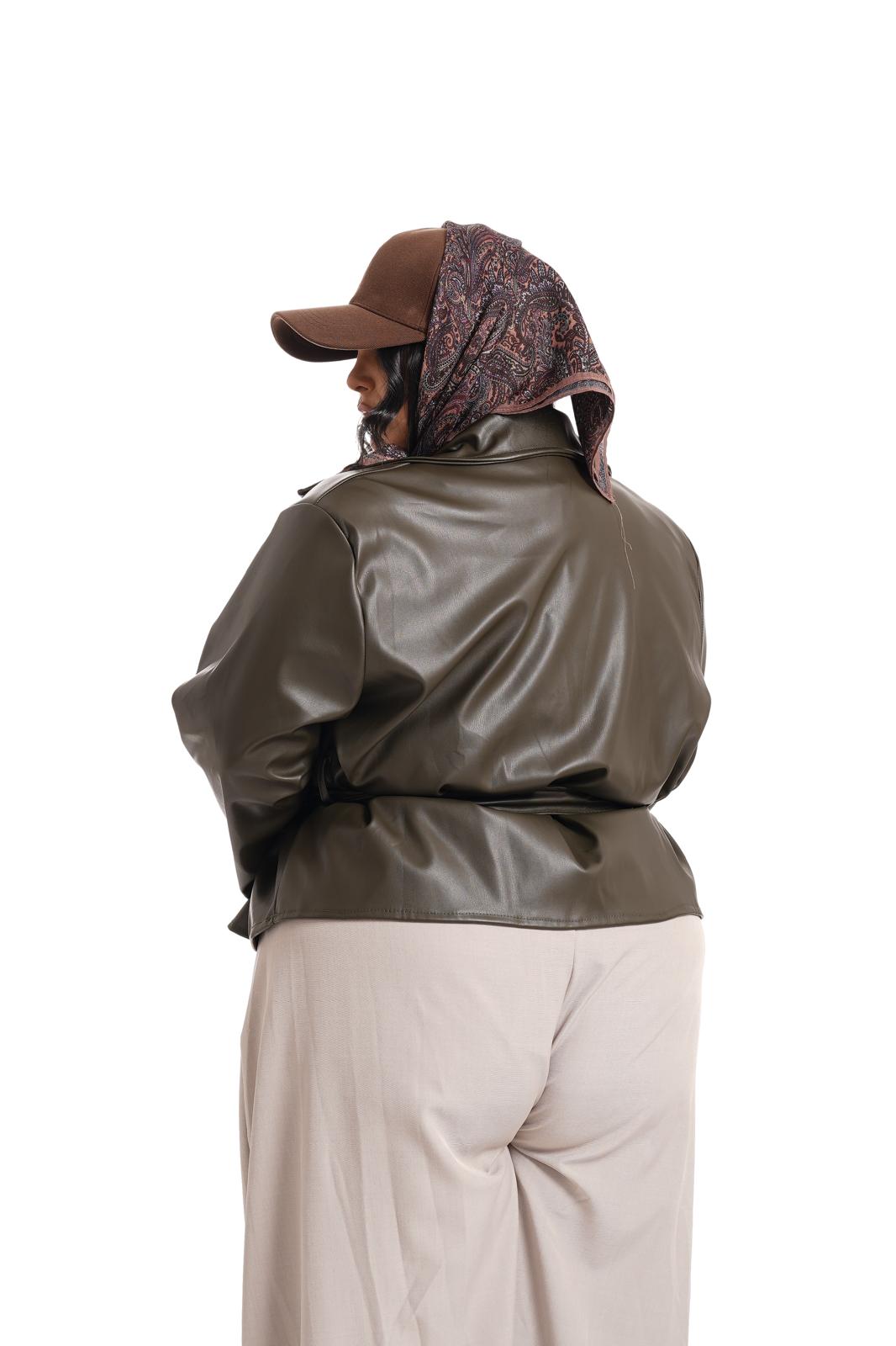 Giacca Milly In Ecopelle Oliva