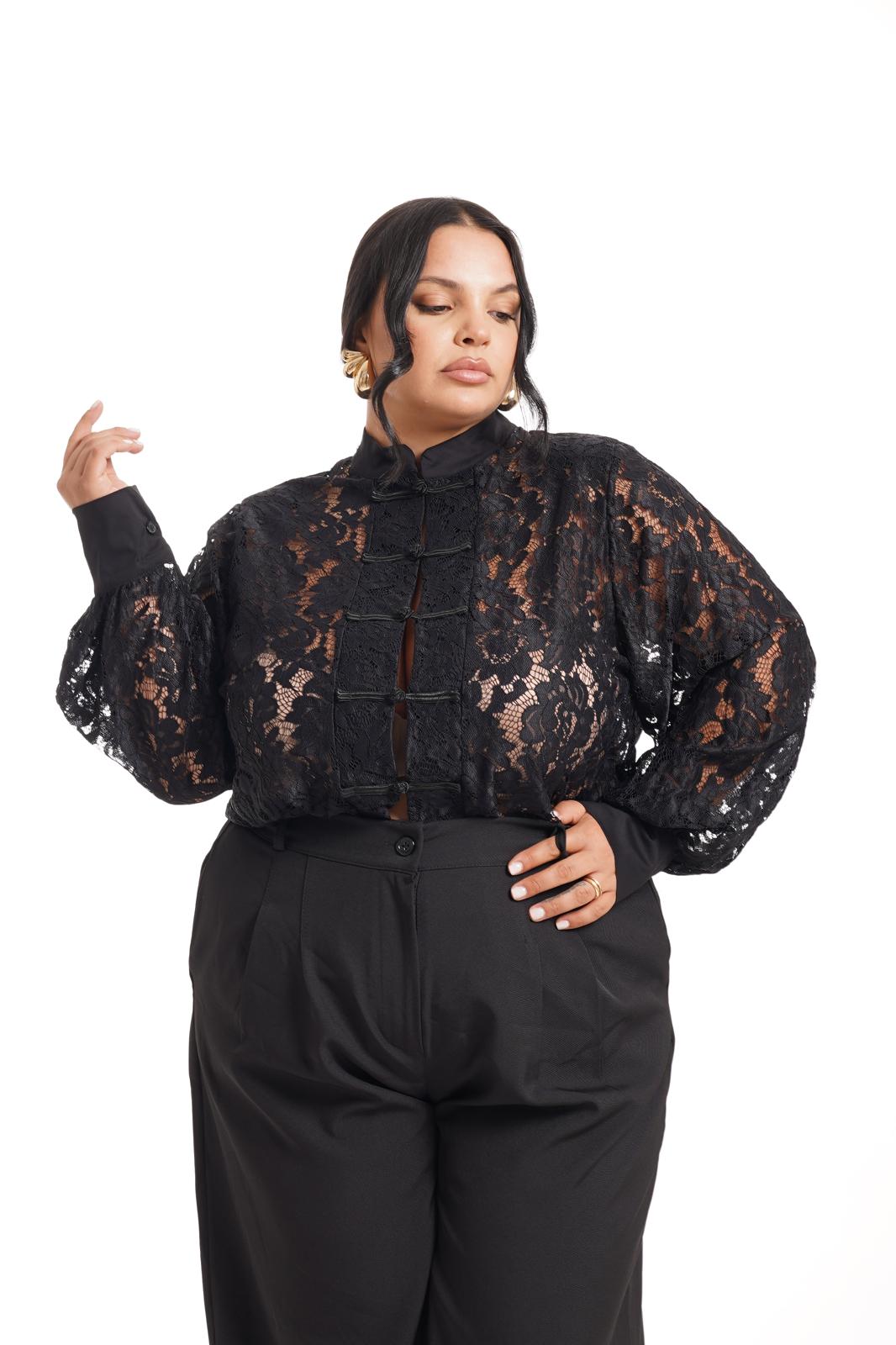 Camicia In Pizzo Monica Nero