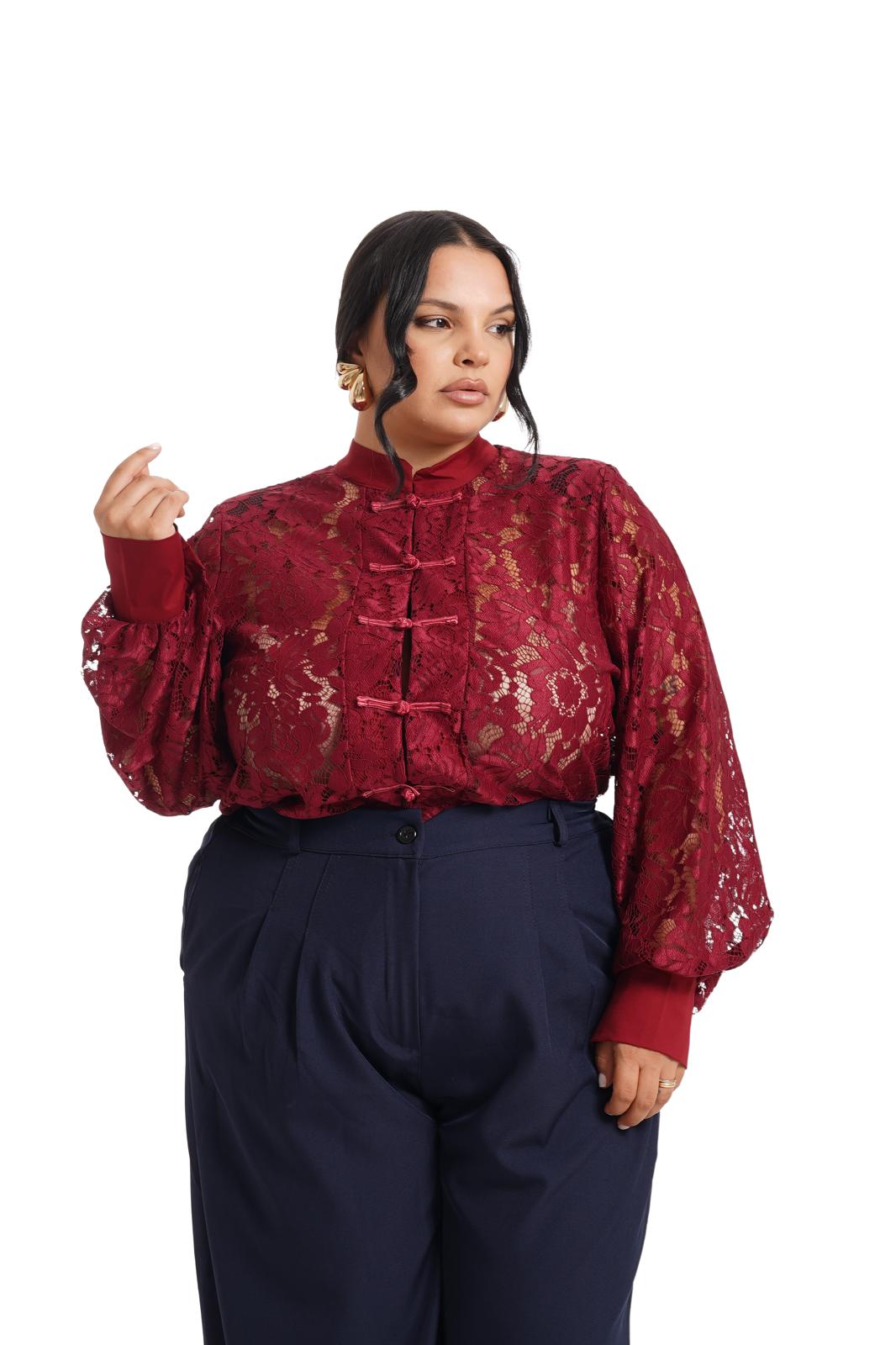 Camicia In Pizzo Monica Bordeaux
