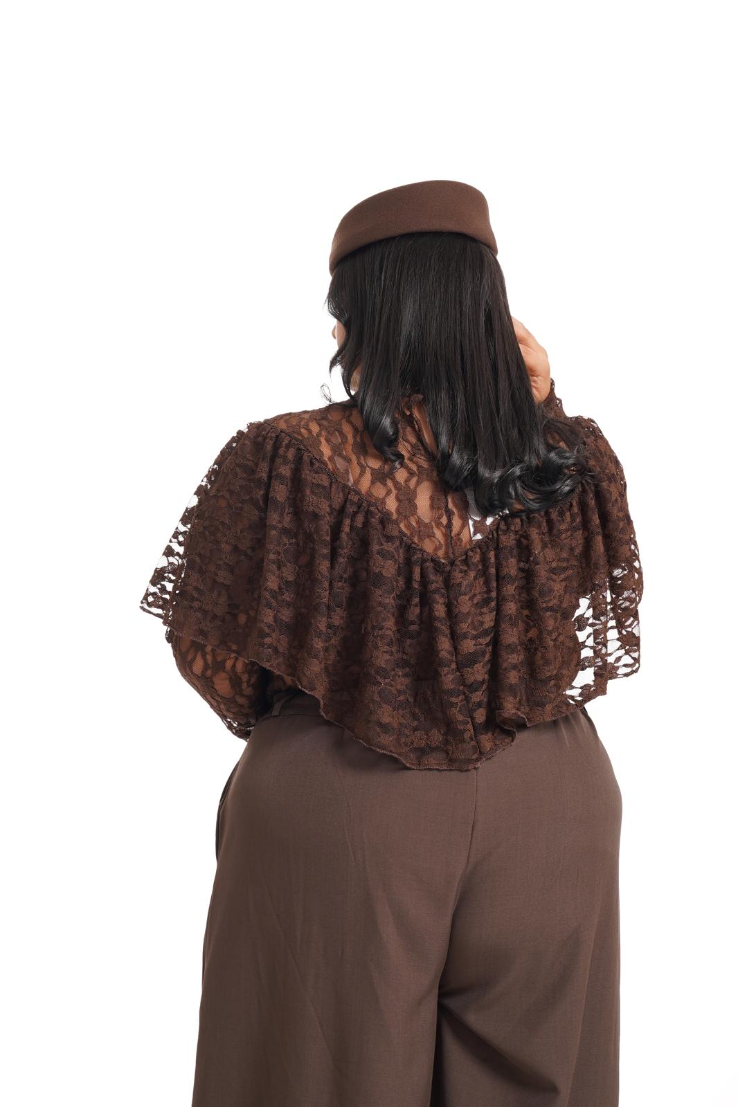 Blusa Karol In Pizzo Marrone