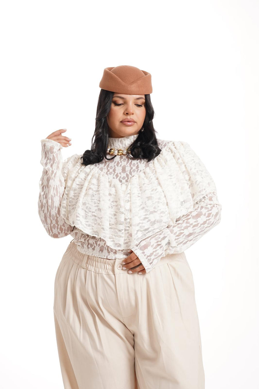 Blusa Karol In Pizzo Bianca