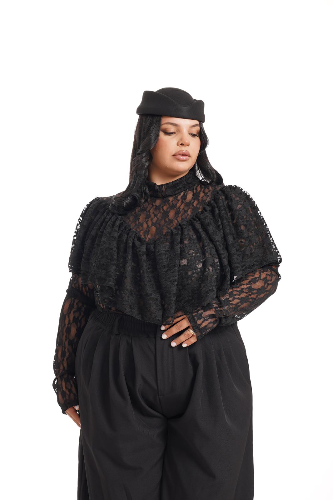 Blusa Karol In Pizzo Nera