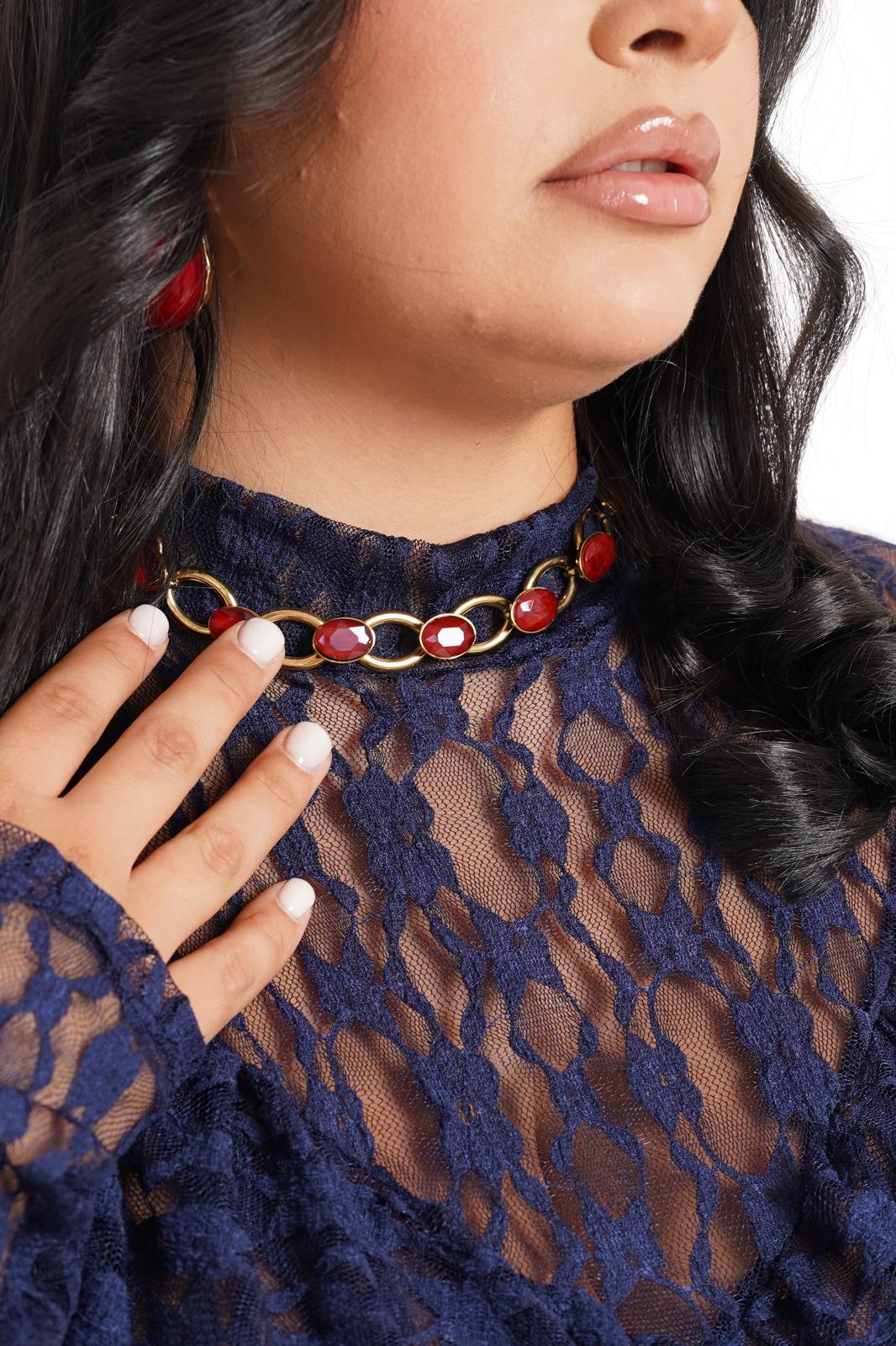 Chocker Steel Oro\Bordeaux